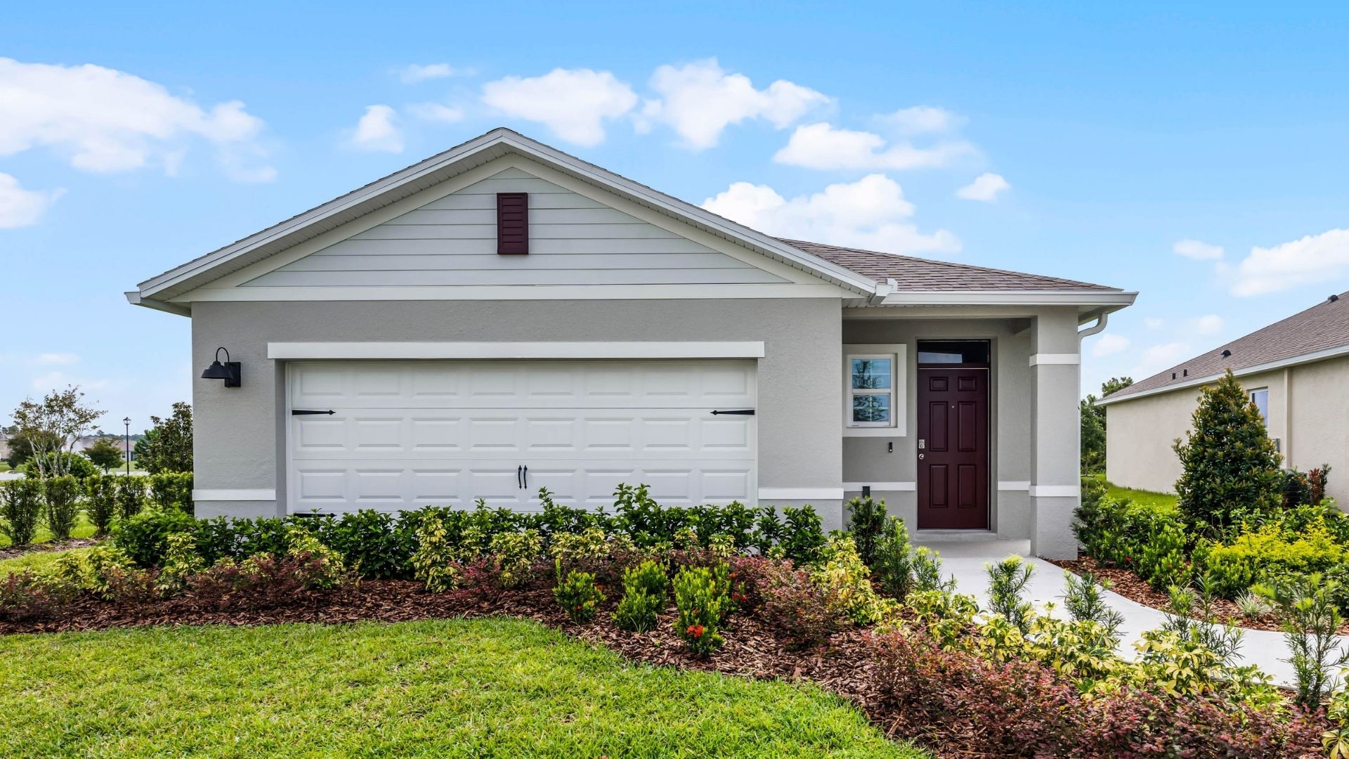 single story with two car garage
