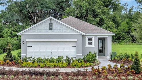 Single story new home and 2 car garage.