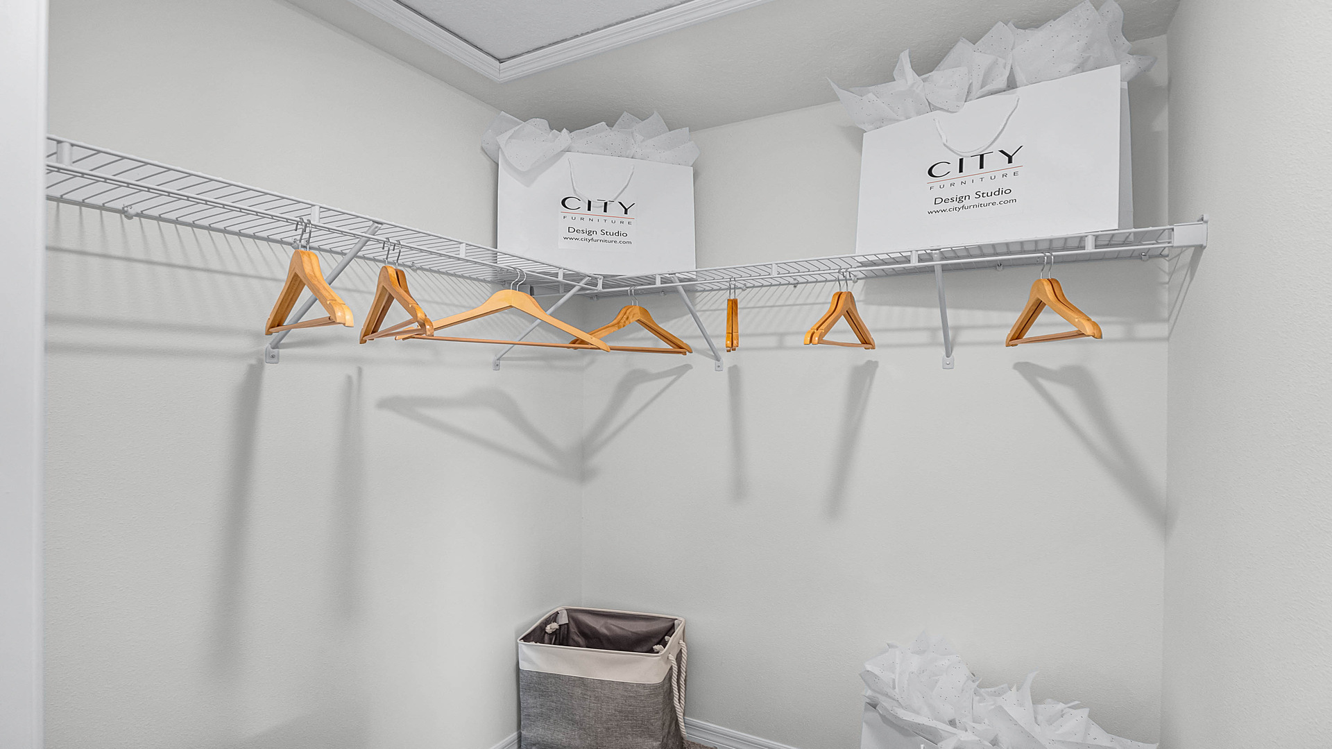 Spacious master walk-in closet.