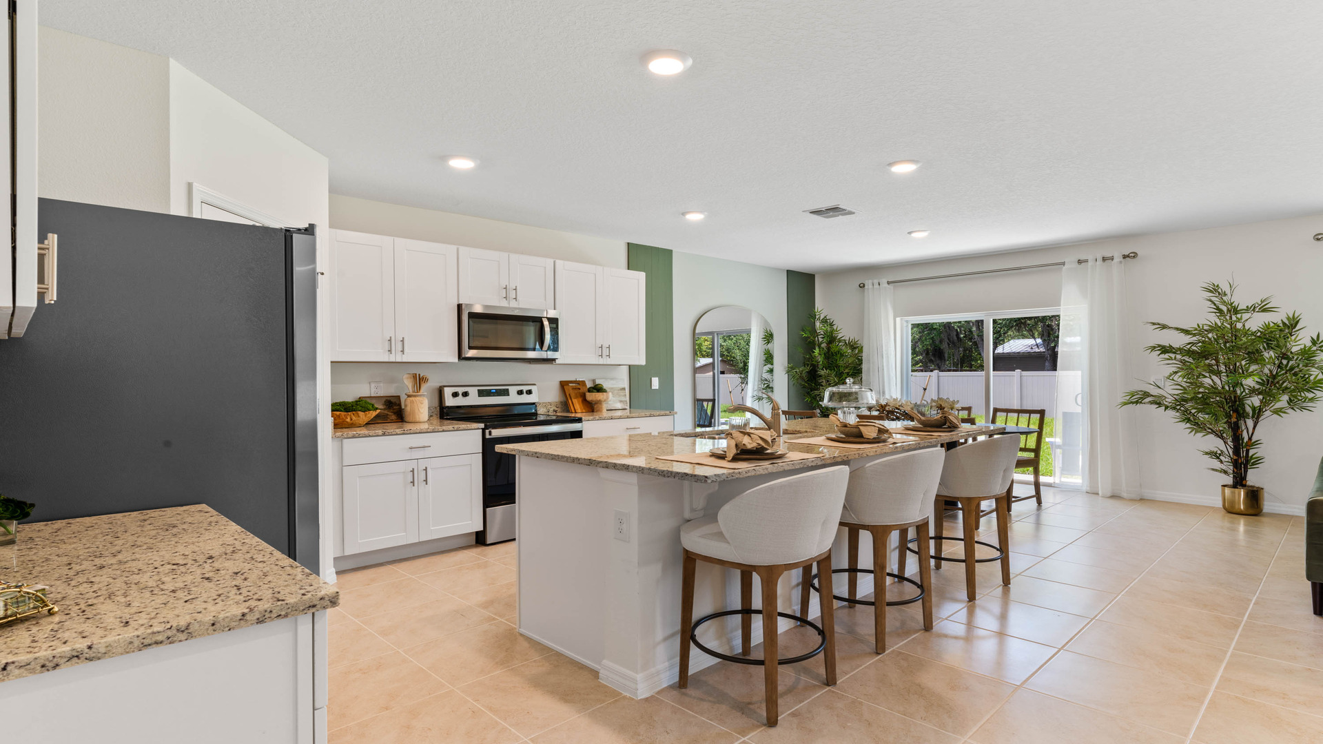 Kitchen, Granite Counters, tile flooring