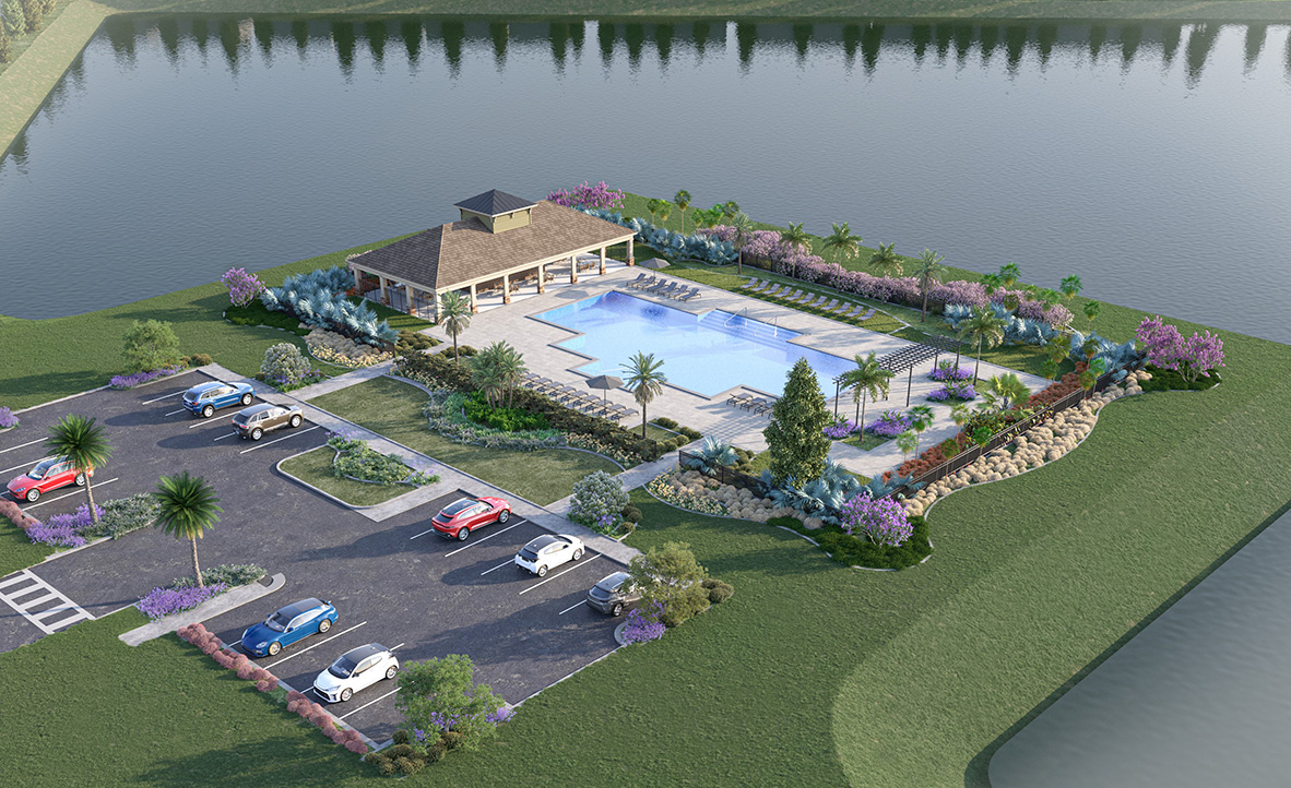 Birds eye view of the entire community.