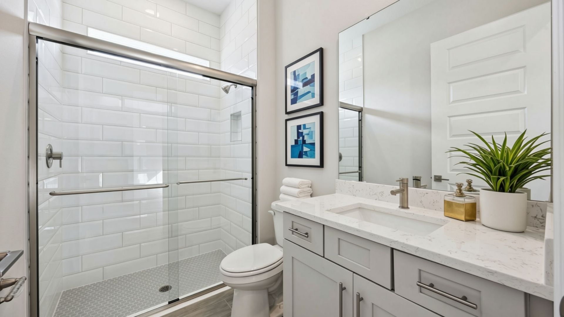 lakelot Single story new home with large windows and 2 car garage.