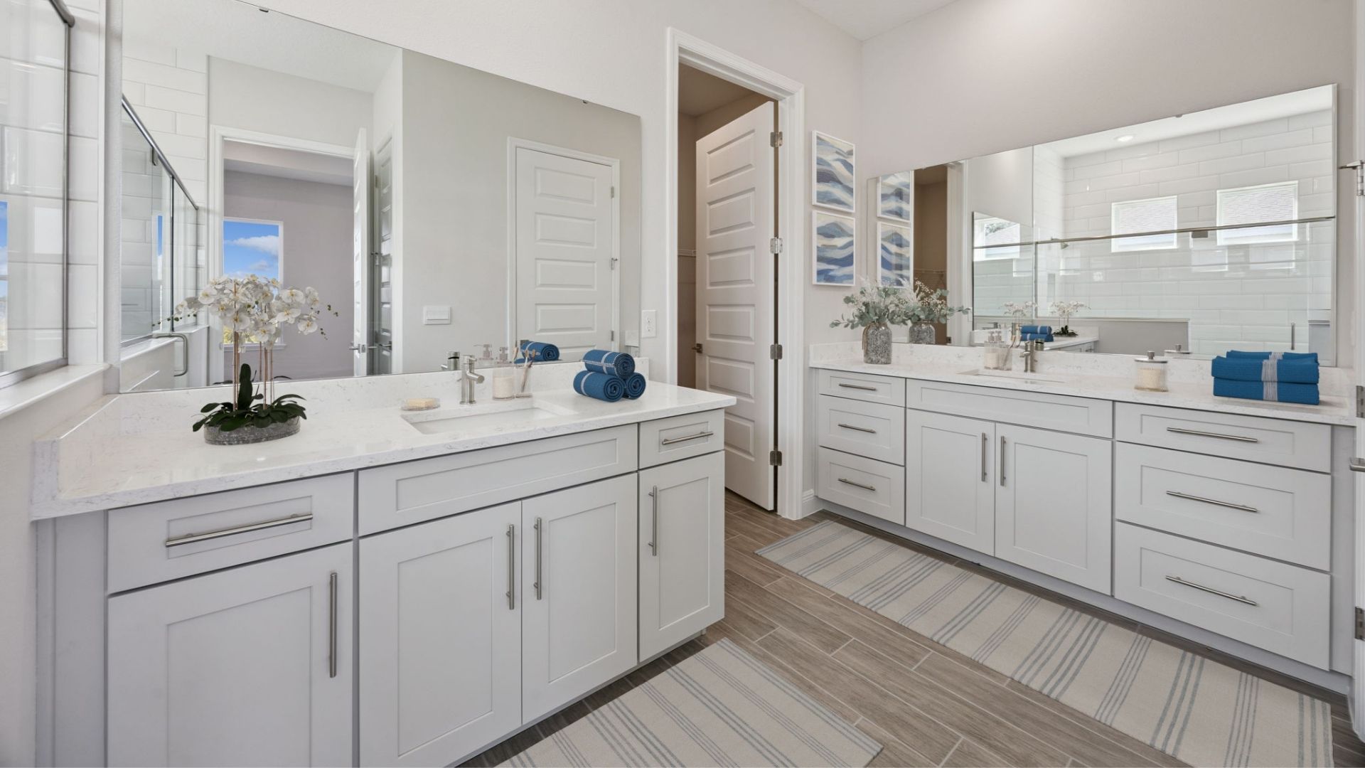primary bathroom with quartz counters