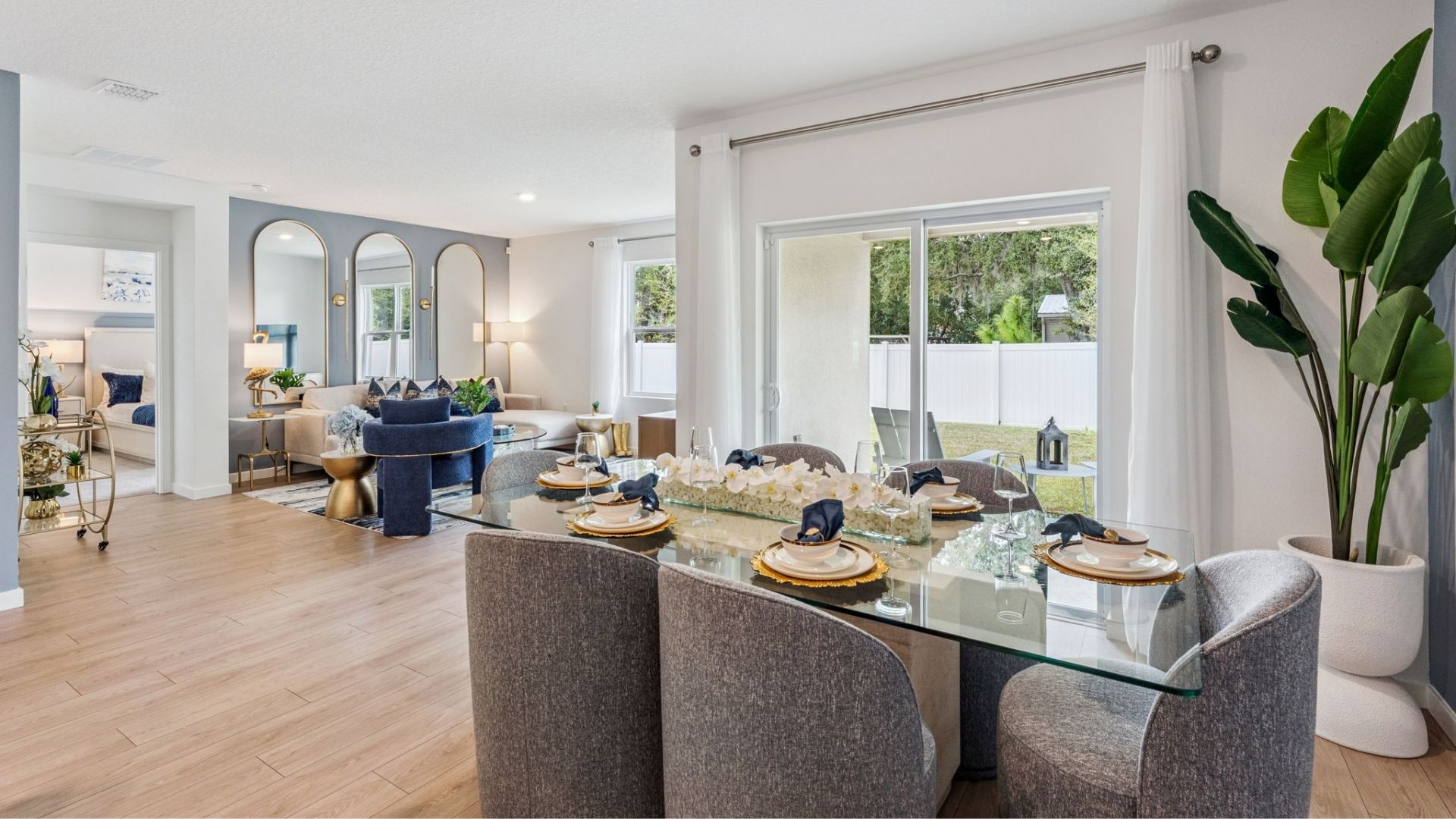 Dining room with access to backyard.