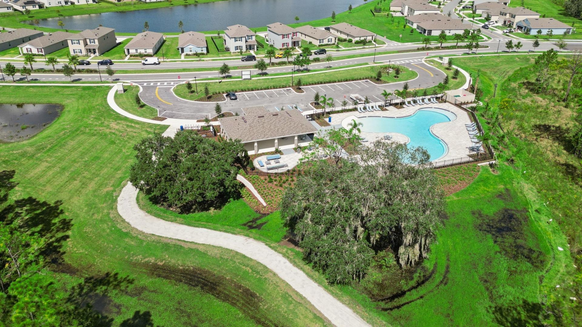.Arial view of clubhouse along with amenities.