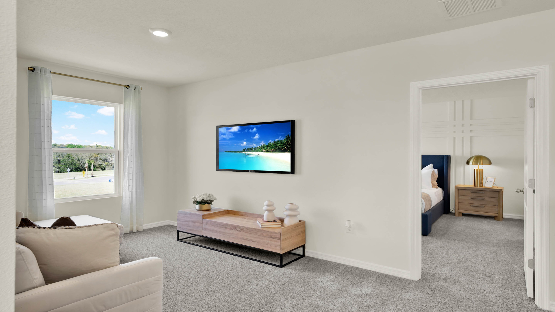 Multi-purpose open area perfect for entertaining, work or play.