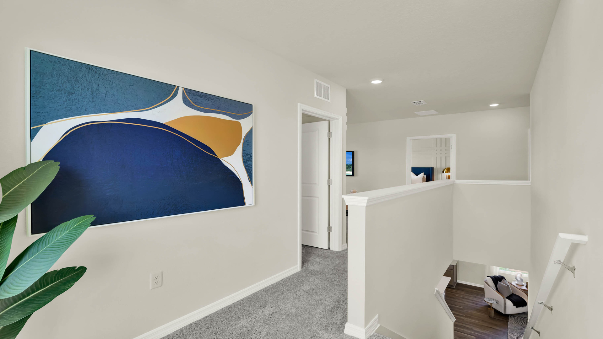 Carpeted second story hallway