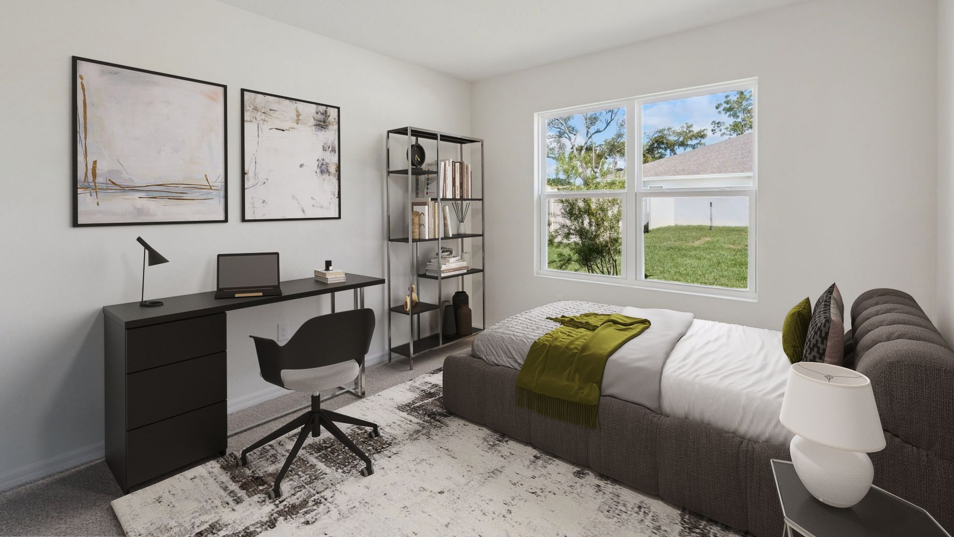 guest bedroom with queensized bed