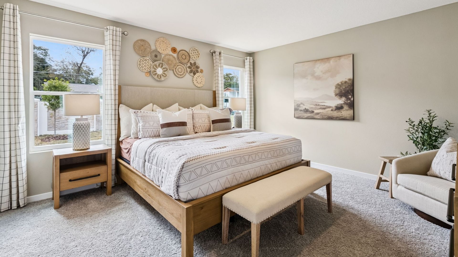 primary bedroom with king sized bed