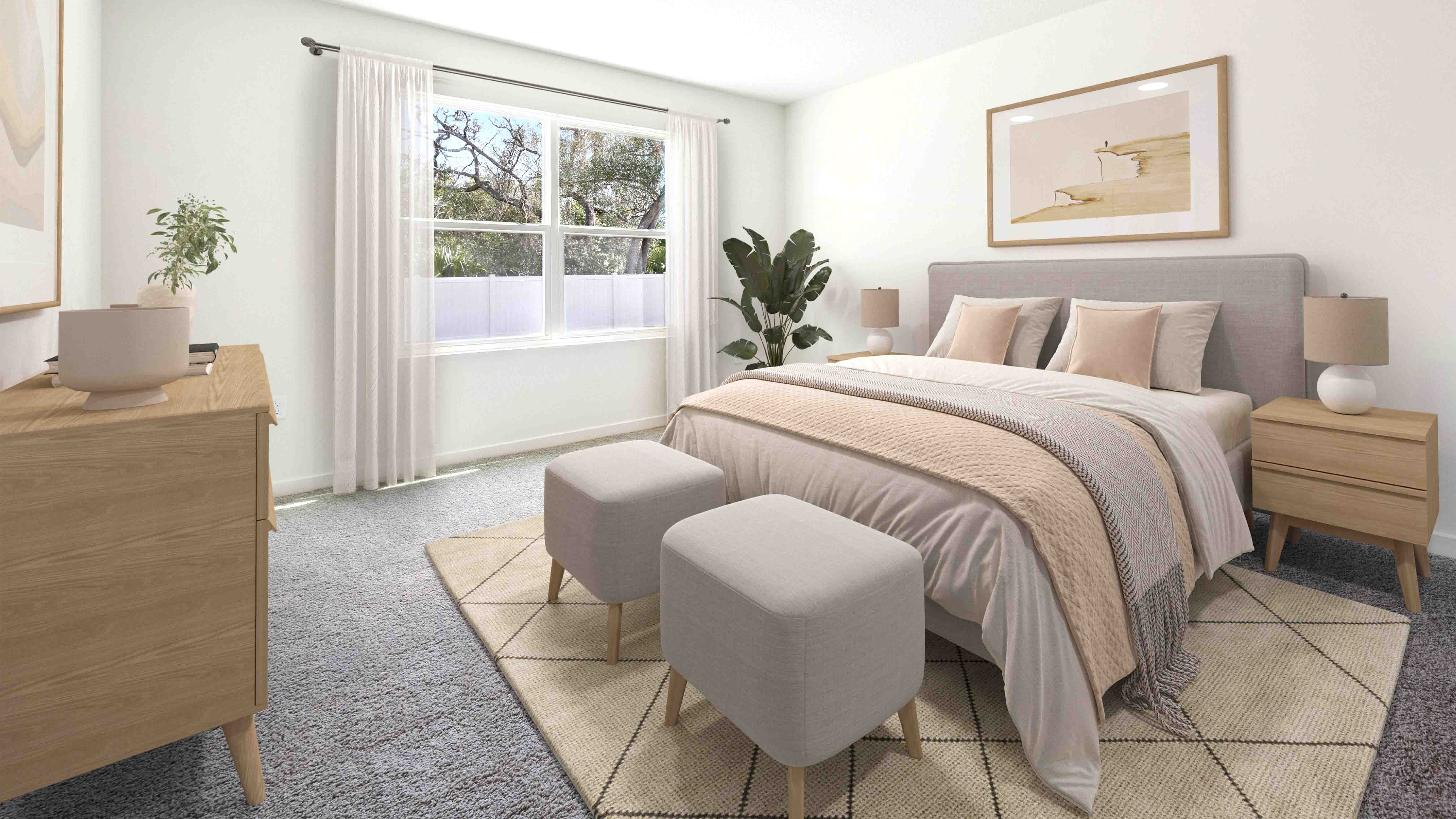 primary bedroom with king sized bed