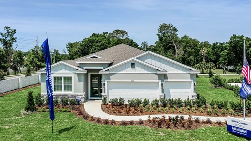 Single story new home and 3 car garage.