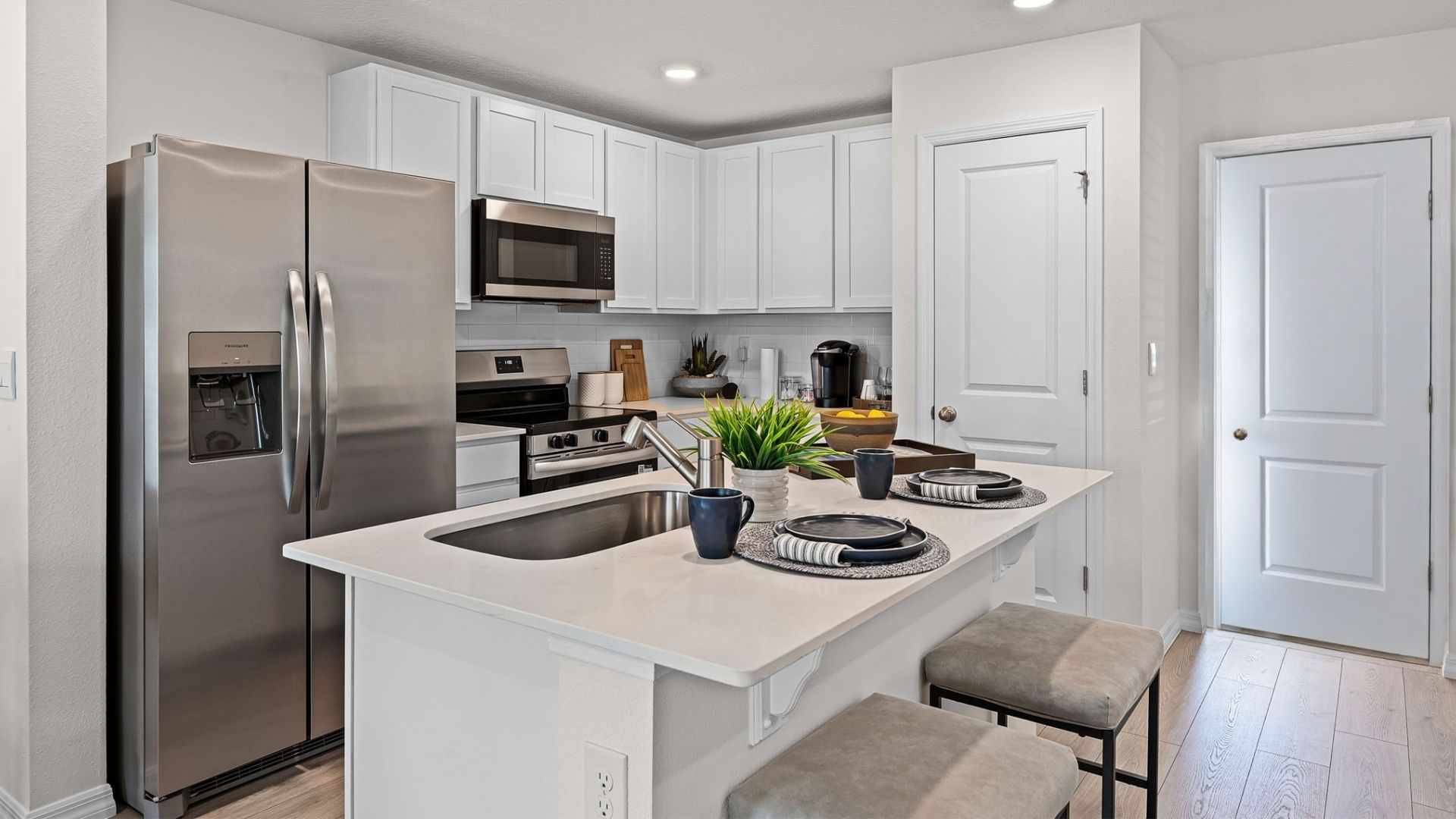 kitchen with quartz countertops