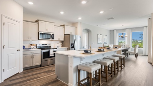 kitchen, quartz counters and revWood select flooring