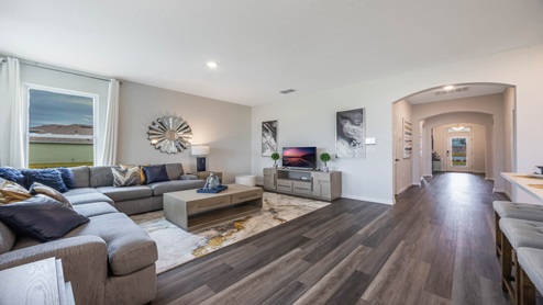 living area with revwood select flooring