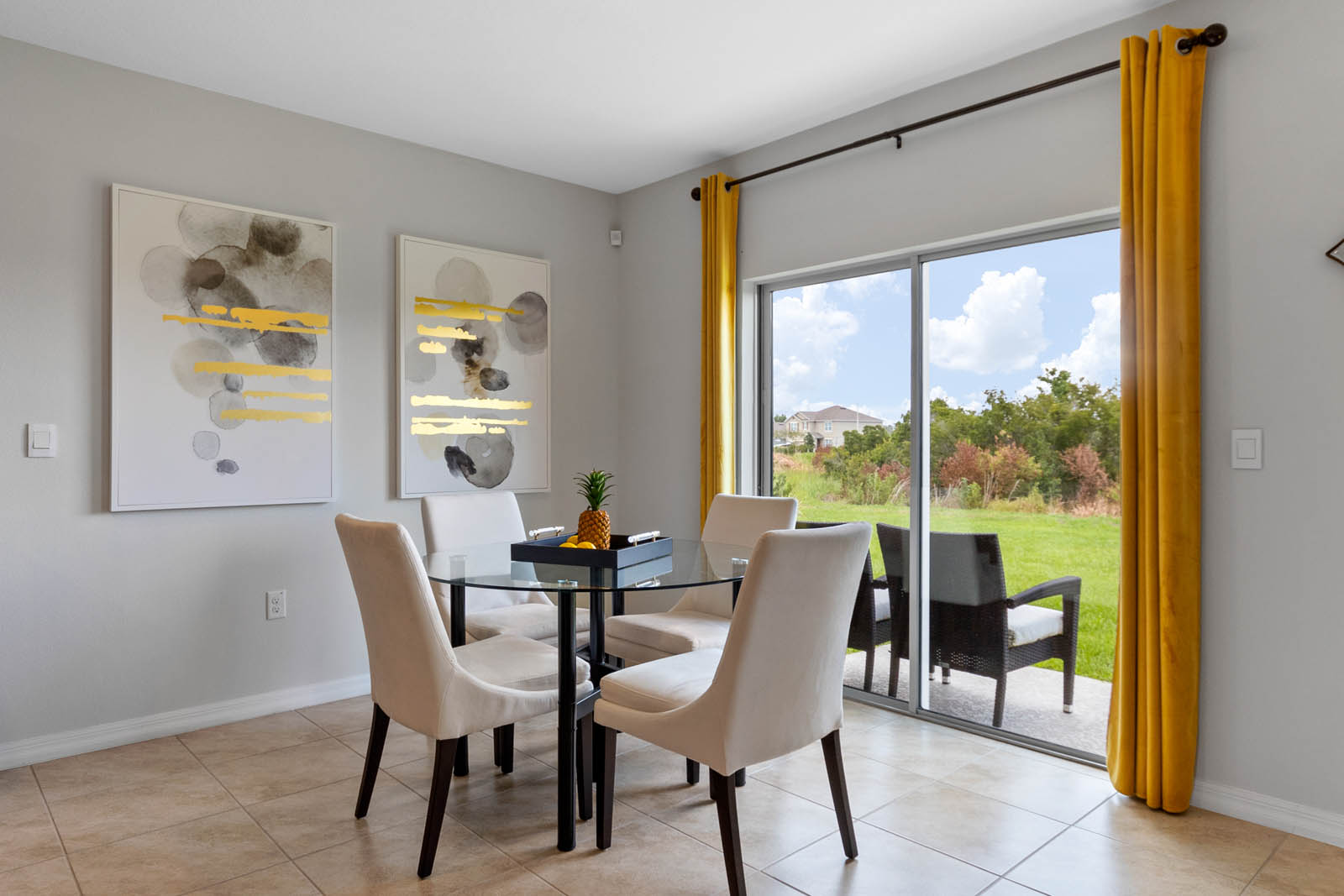 small kitchen table by the sliding door