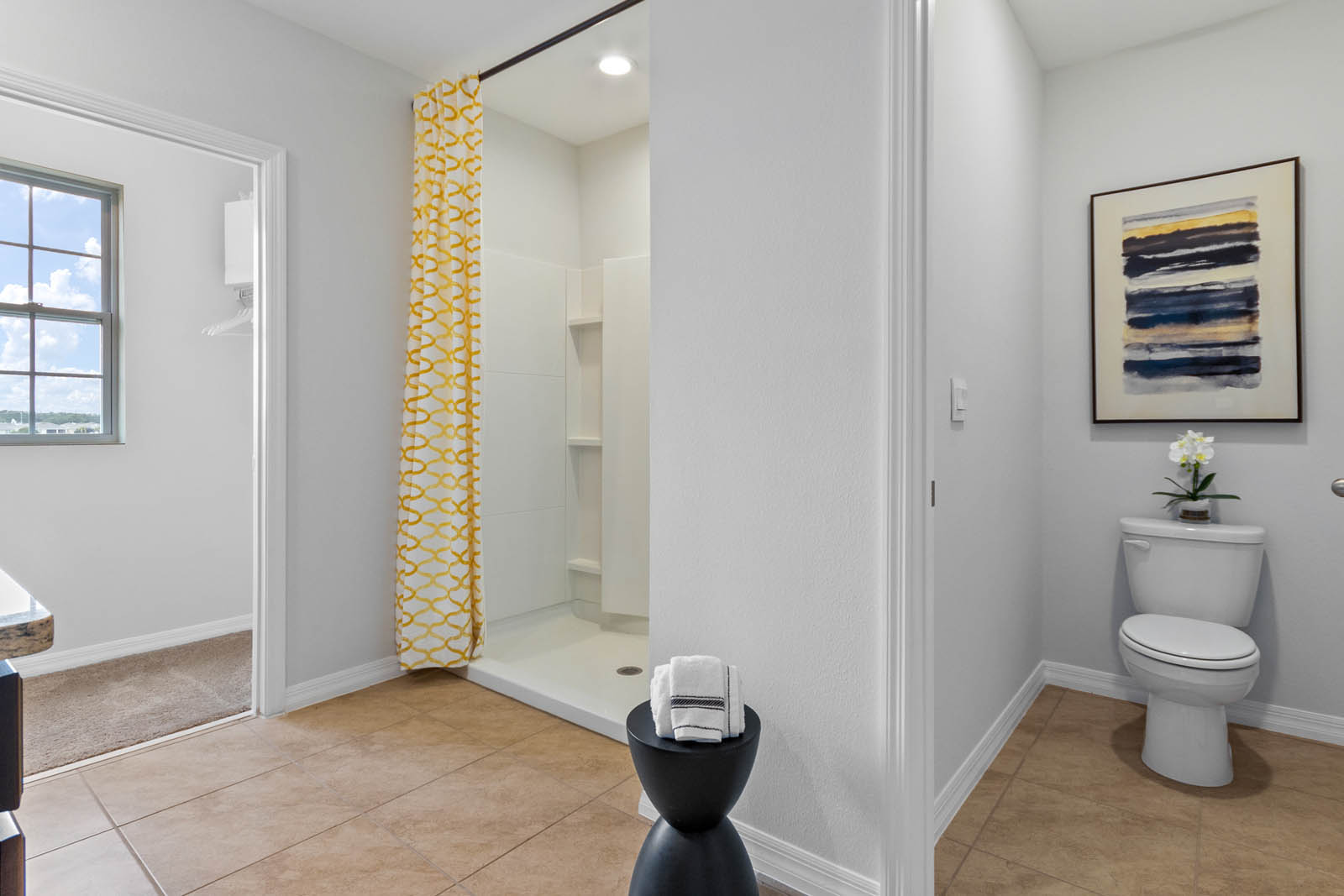 walk in shower, private toliet and spare closet