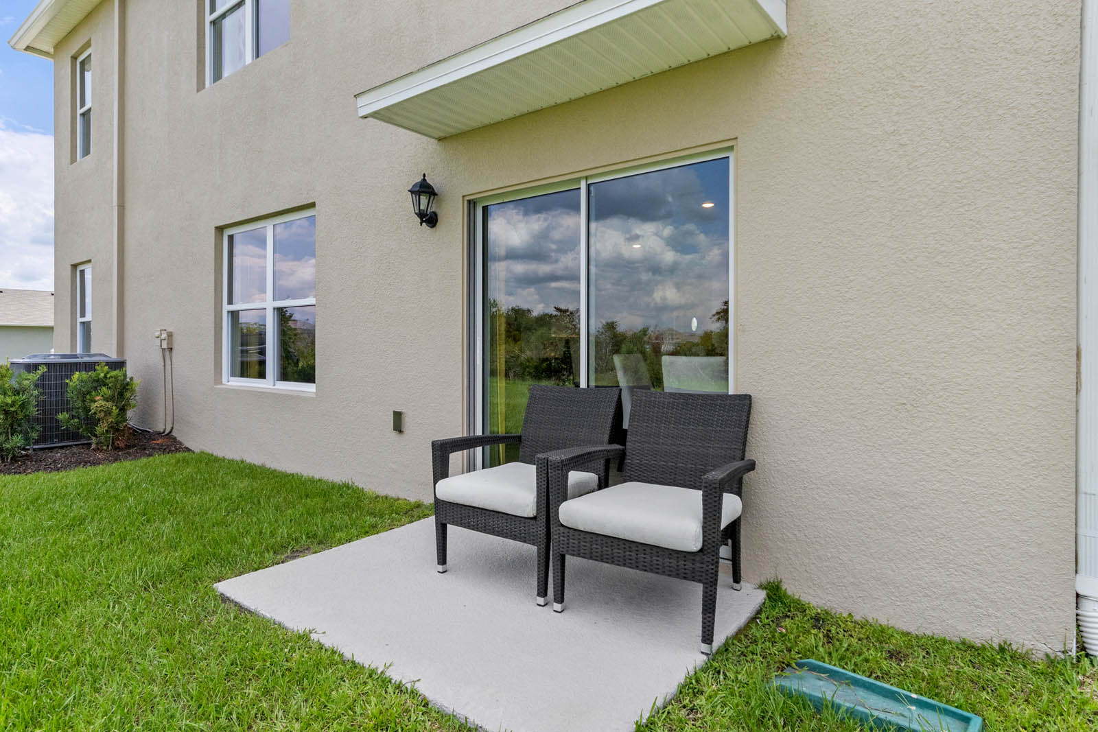 Backyard patio with furniture