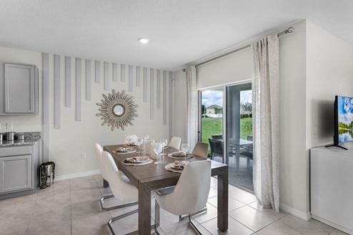 dining room table near the sliding glass door