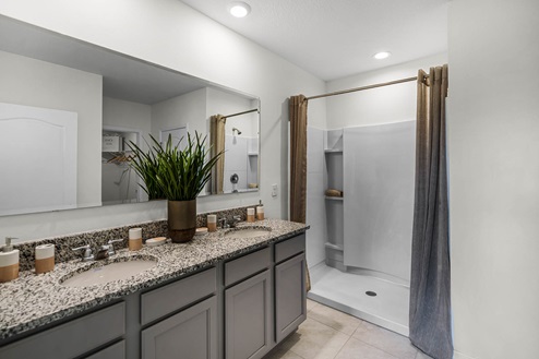 primary bathroom with double sink