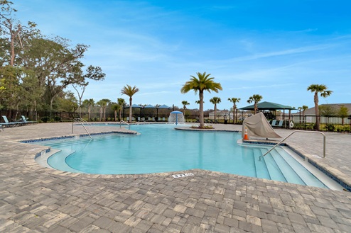 Resort-style pool with water feature