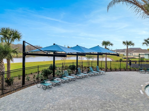 Covered seating at the pool