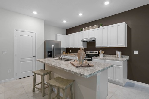 Spacious kitchen with large island and seating