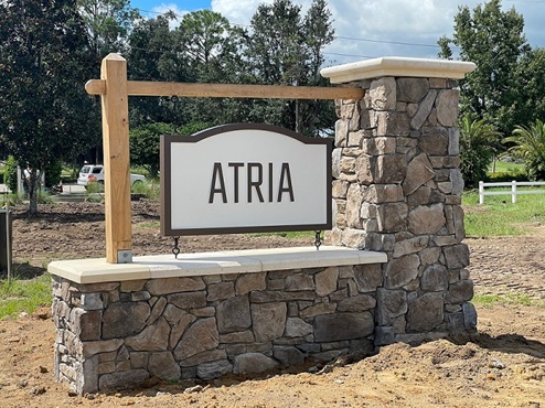Entry monument of Atria at Ridgewood Lakes