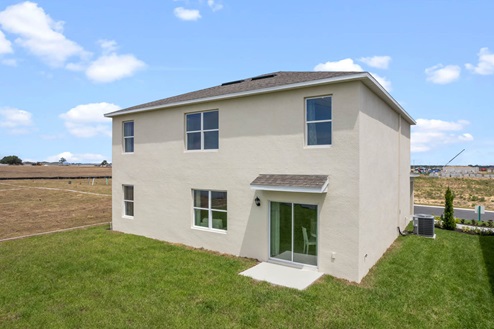Backyard of the two story home