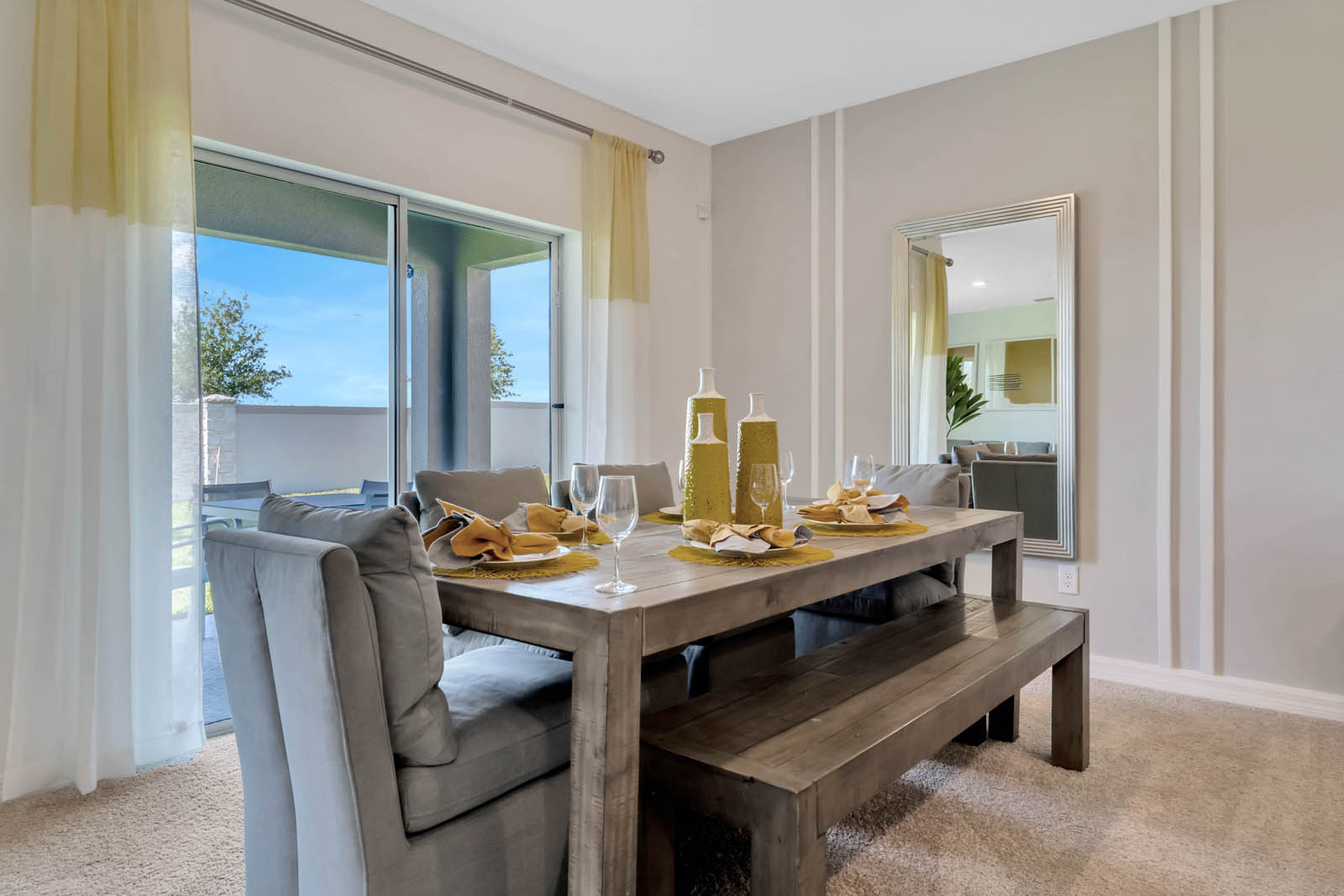 Dining table with sliding door