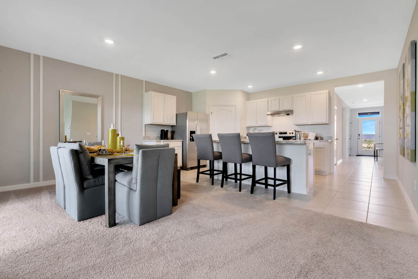 dining table with living area