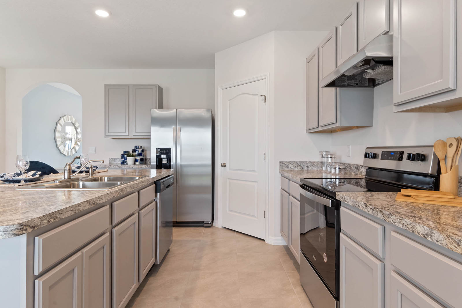 Kitchen with stainless steel appliances