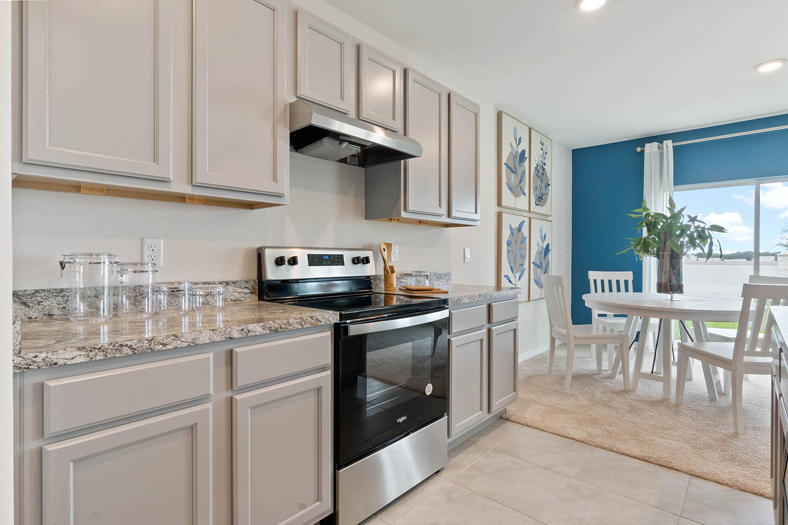 Kitchen overlooking the dining area