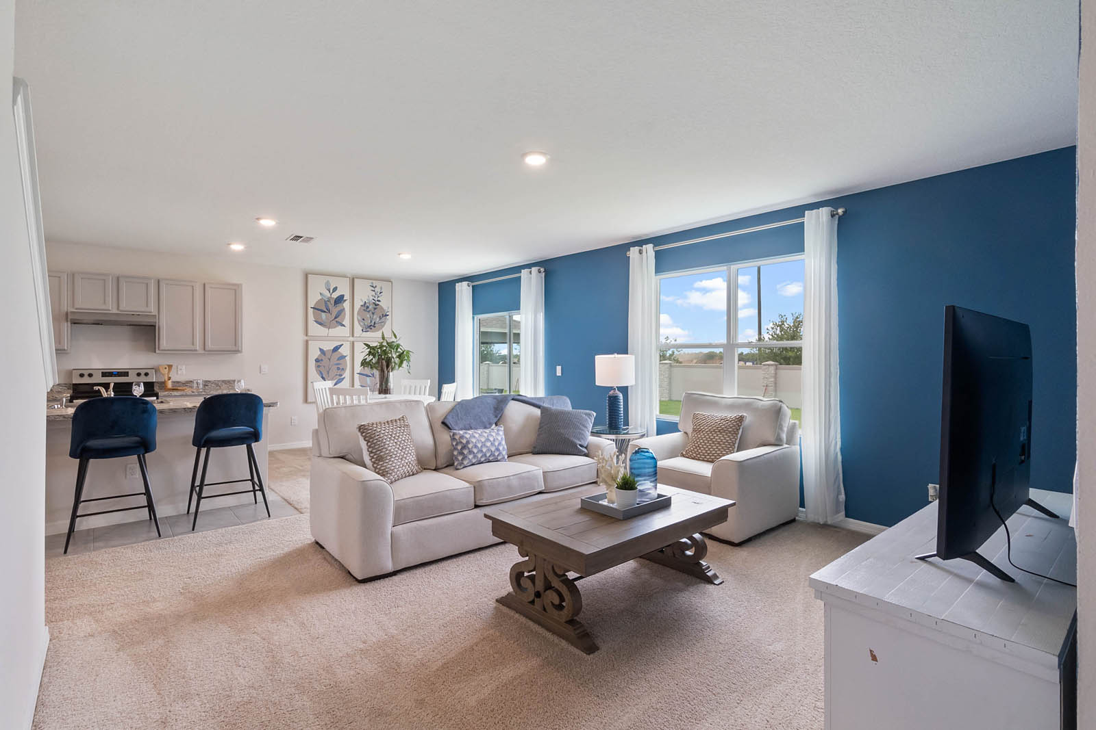 Living room with carpet throughout