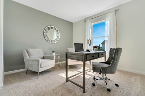 Office space with carpet throughout