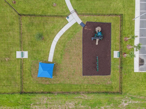 aerial view of the gated playground