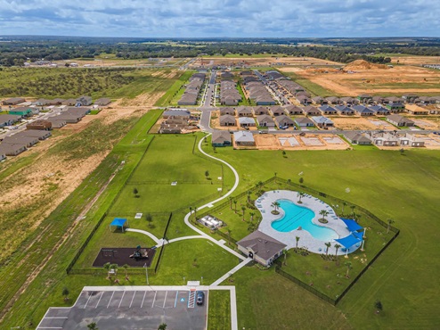 aerial view of the pool and park amenity