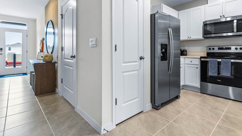 Kitchen pantry and stainless steel appliances