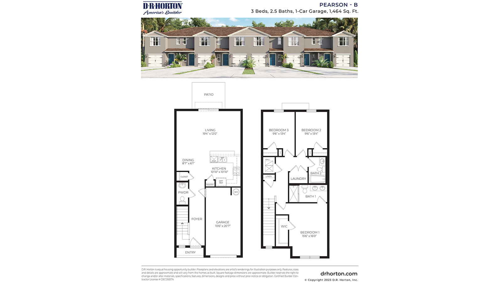 Floorplan for Pearson elevation B