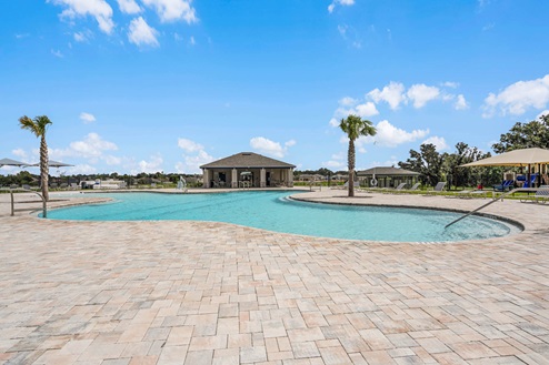 Pool with a covered clubhouse