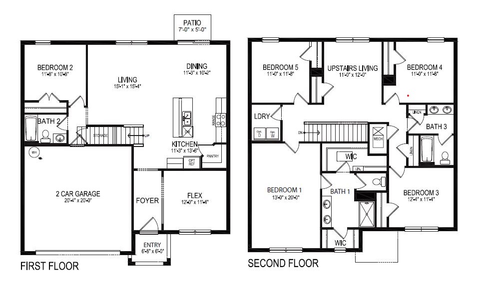 First and second floor layout of Hayden plan