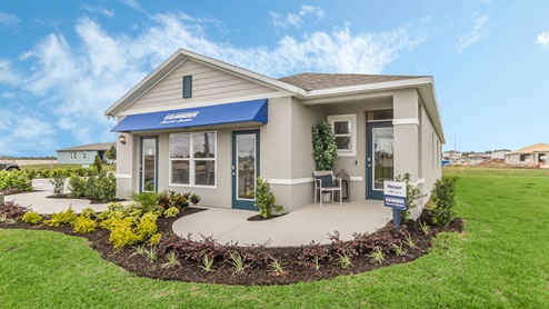 Single-story home displayed as sales center