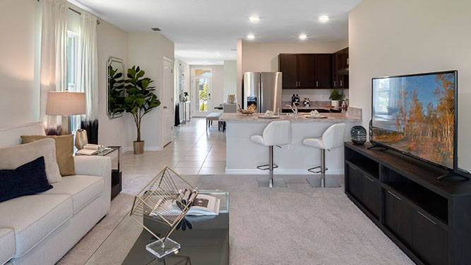 Living room overlooking the kitchen