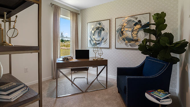 Office with desk and sitting chair