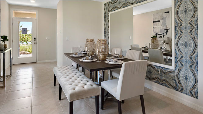 Dining Table and hallway leading to the front door