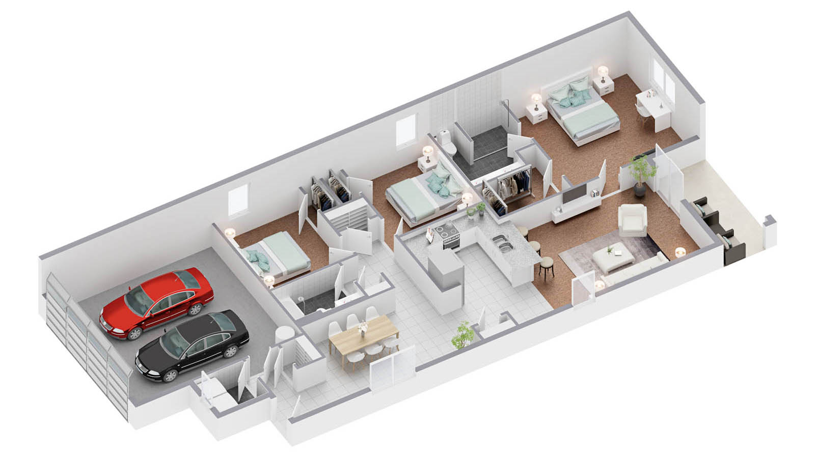 Virtual staged 3D floorplan