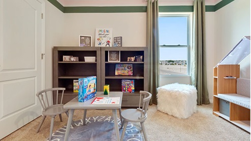 Loft space decorated as kids playroom