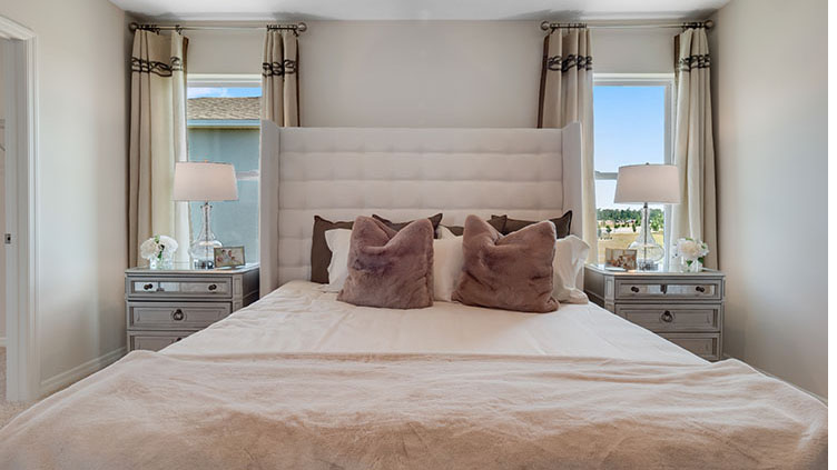 Primary bedroom close up to the bed