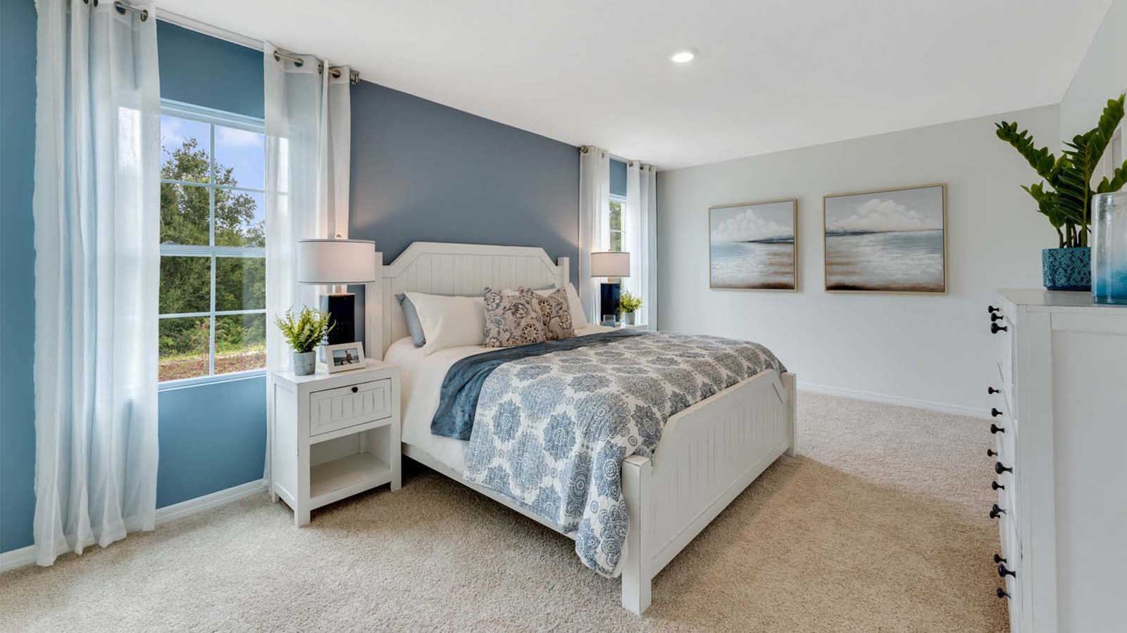 Master bedroom bed and nightstand