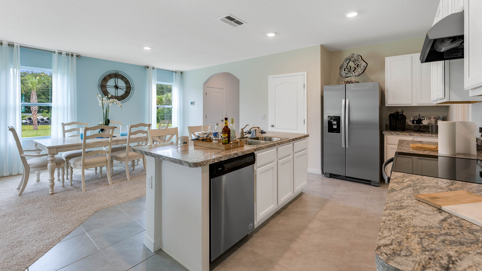 Kitchen sink with dining table