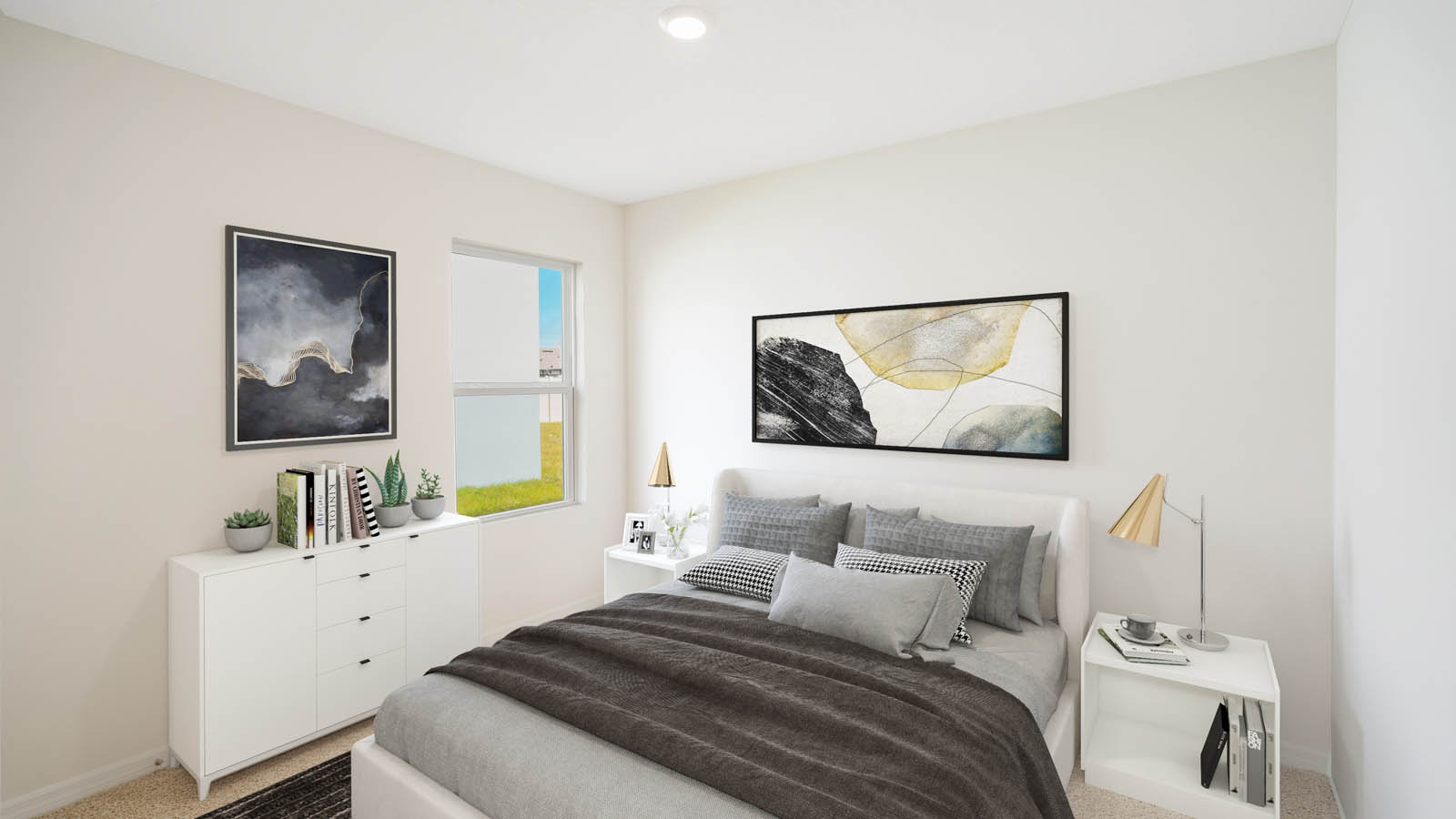 Virtually staged guest bedroom